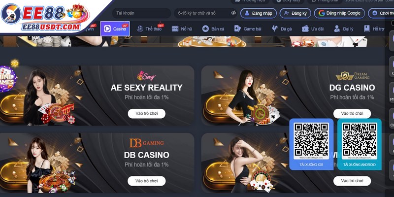 Một số nhà cung cấp game uy tín tại Casino EE88